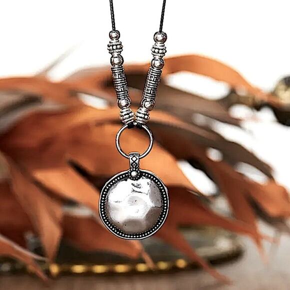 Handmade Bohemian Tribal Disk Necklace - Picture 2 of 6